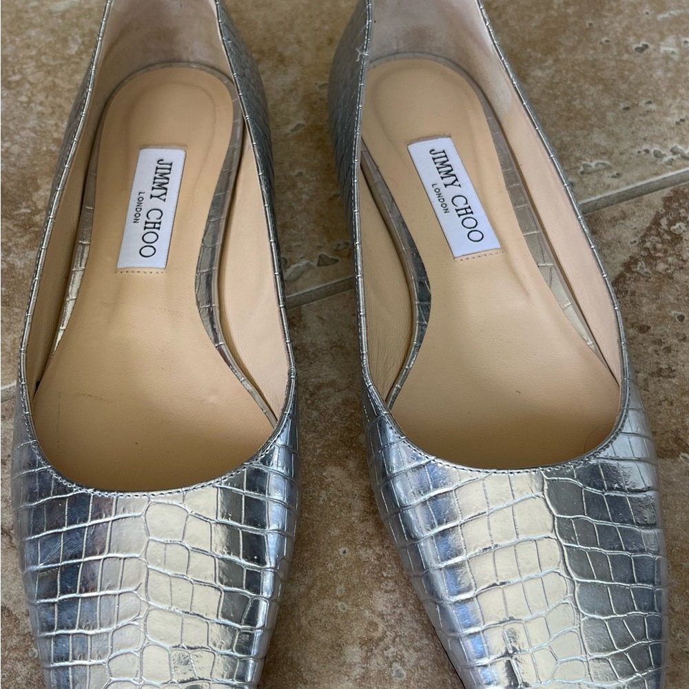 Jimmy Choo Mirele Croc Embossed Flats